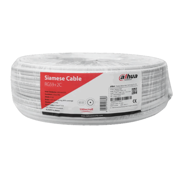 DH-PFM941I-RG59N21-100_1 Dahua Coaxial Cable with Power Cable(2C)